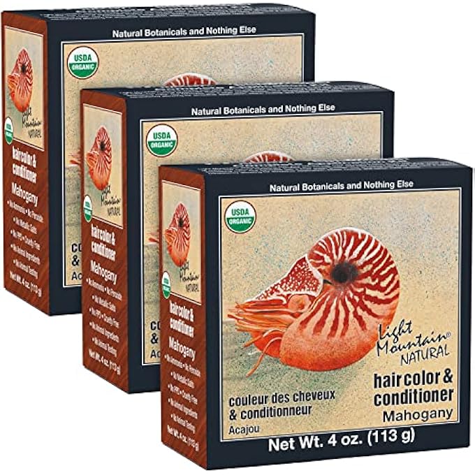 Light Mountain NATURAL HAIR COLOR & CONDITIONER, MAHOGANY, 4 OZ (113 G) (PACK OF 3) - Image 1